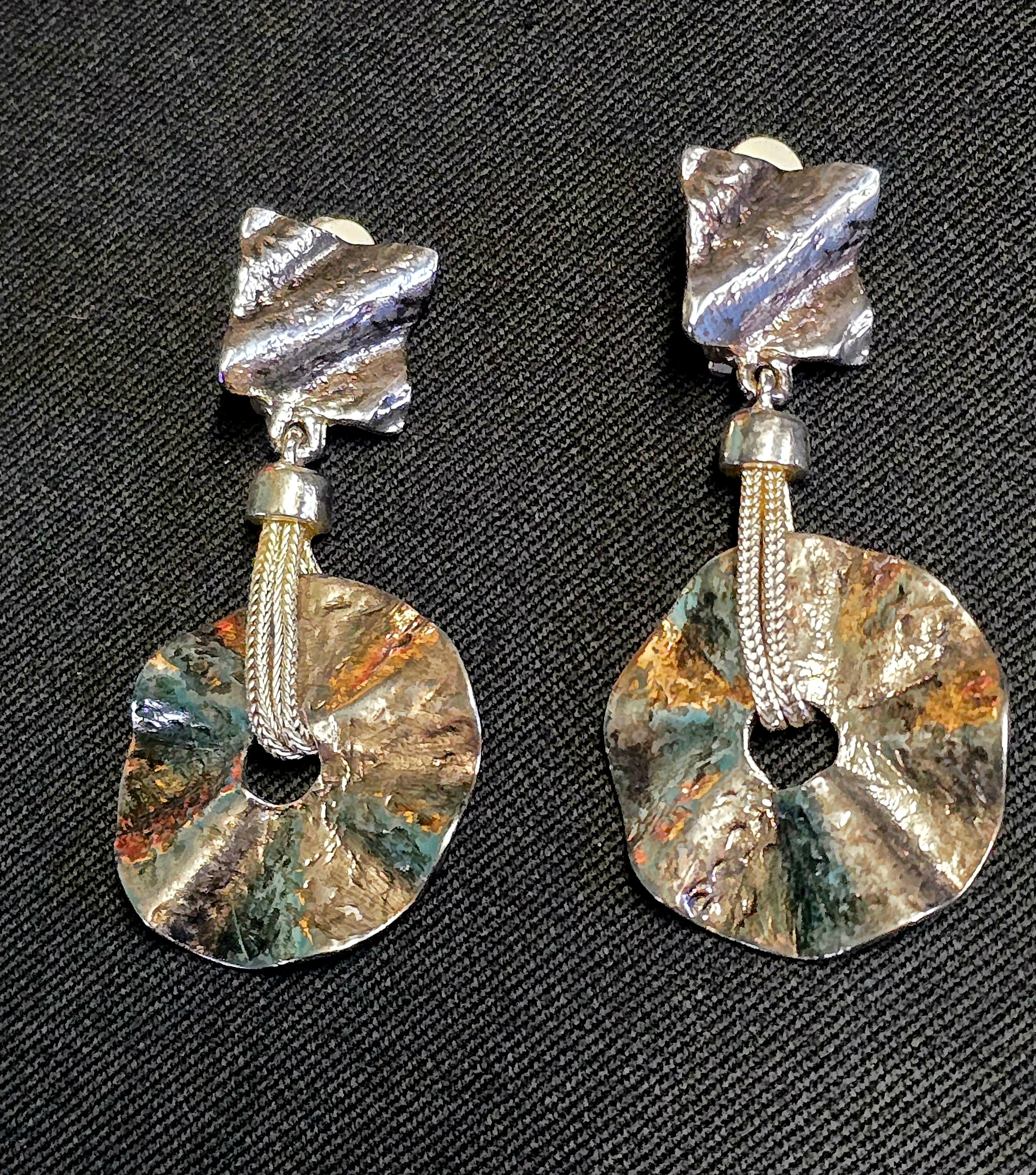 YSL clips d oreille métal argenté Y2K