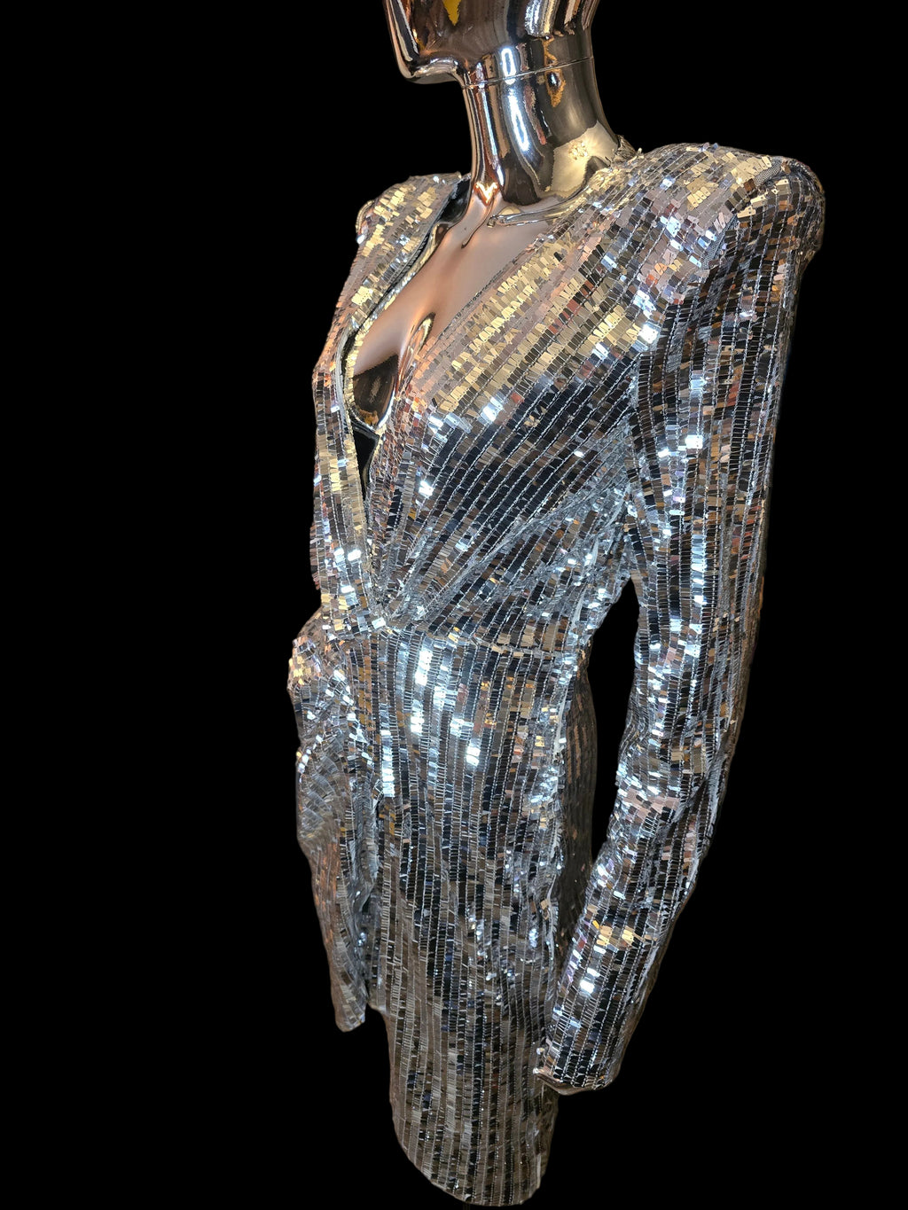 Azzaro — Robe de Soirée Facettes Argentées T40