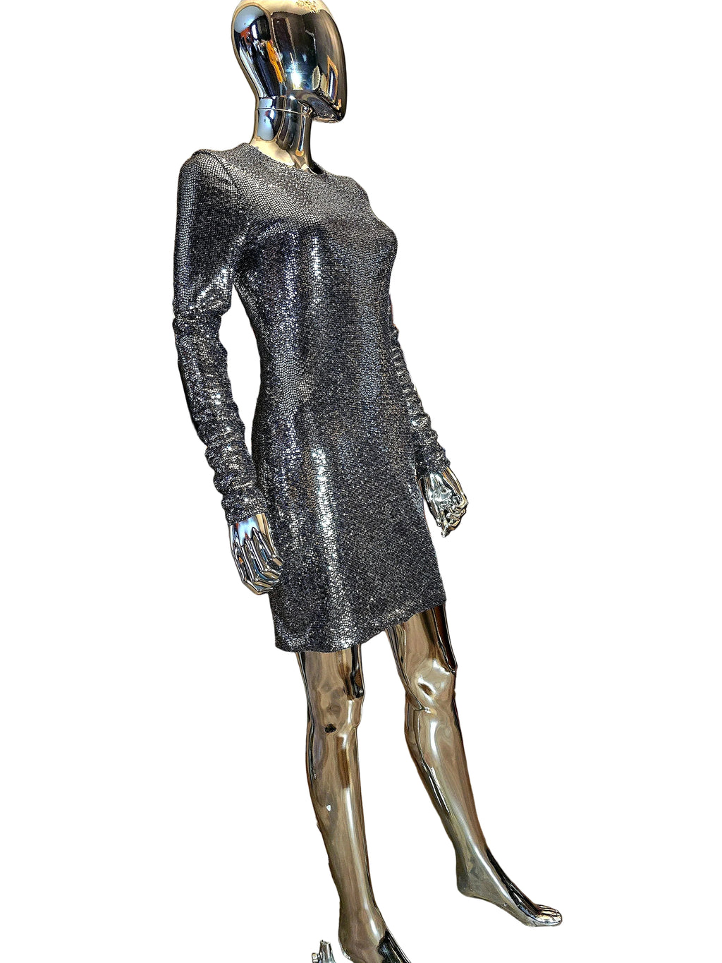 Azzaro – All-Sequin Silver Evening Dress – New with Tags – UK 10