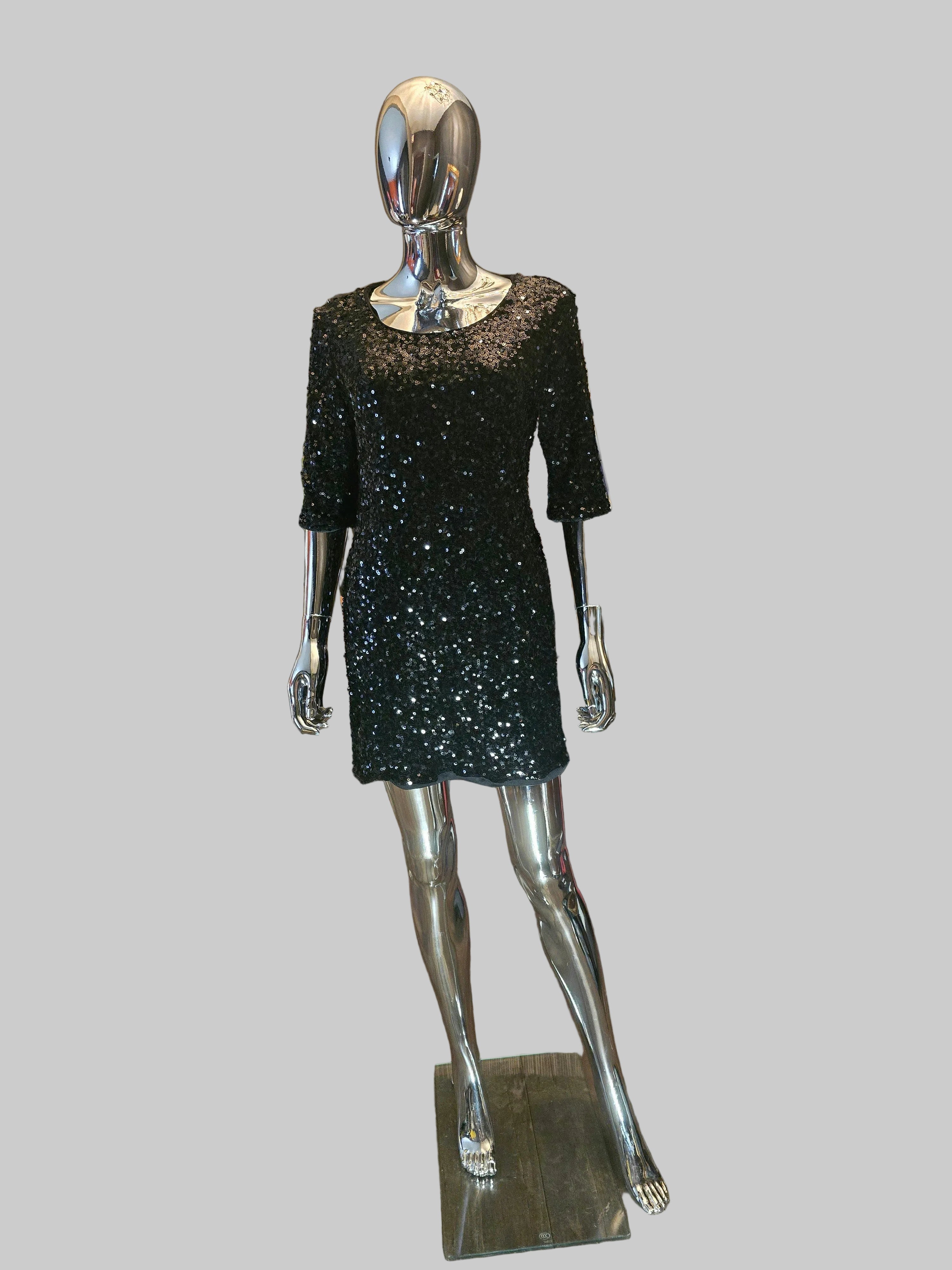 Dolce & Gabbana Robe de Soirée Sequins Noirs T38