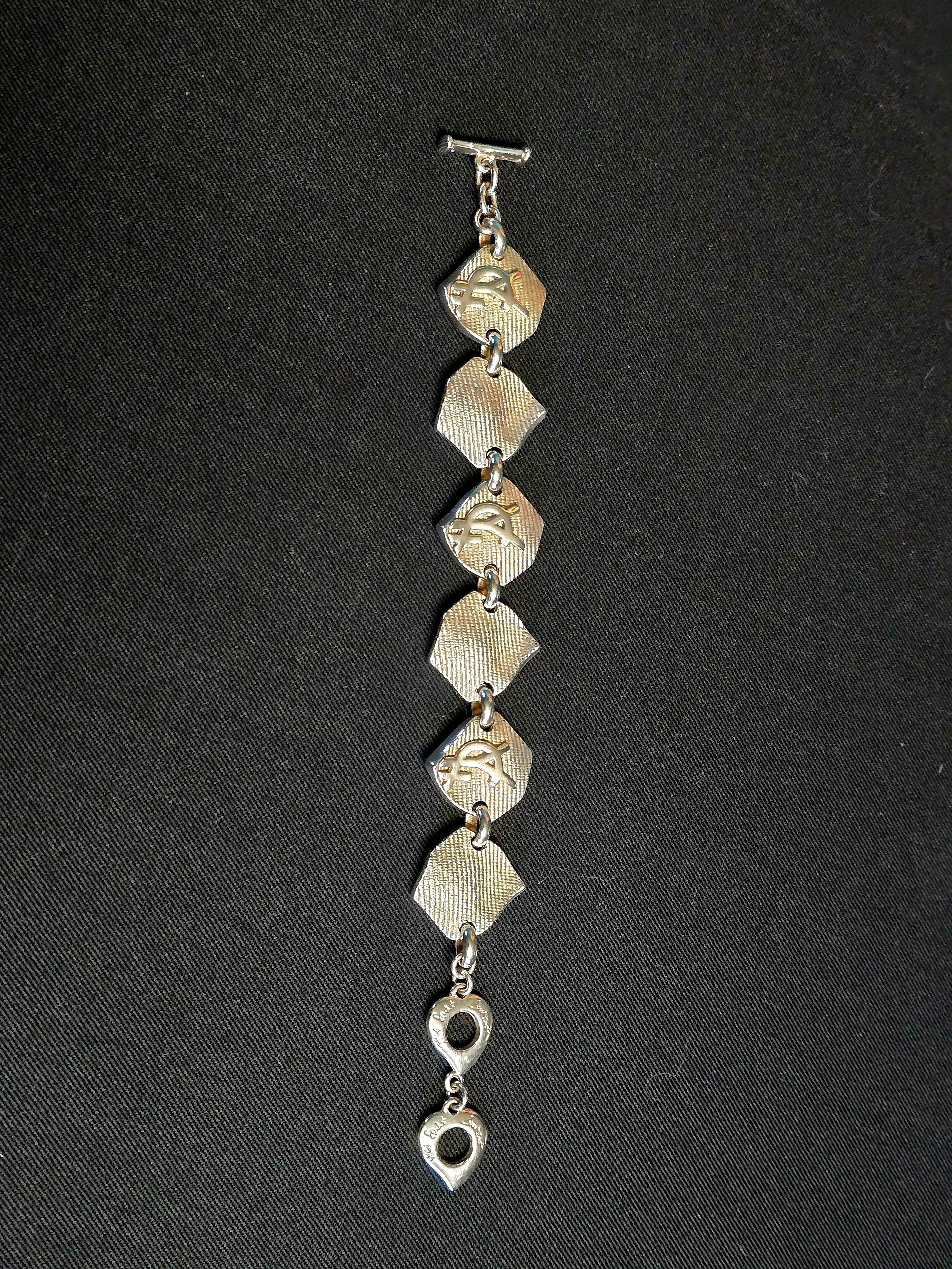 YSL bracelet métal argenté