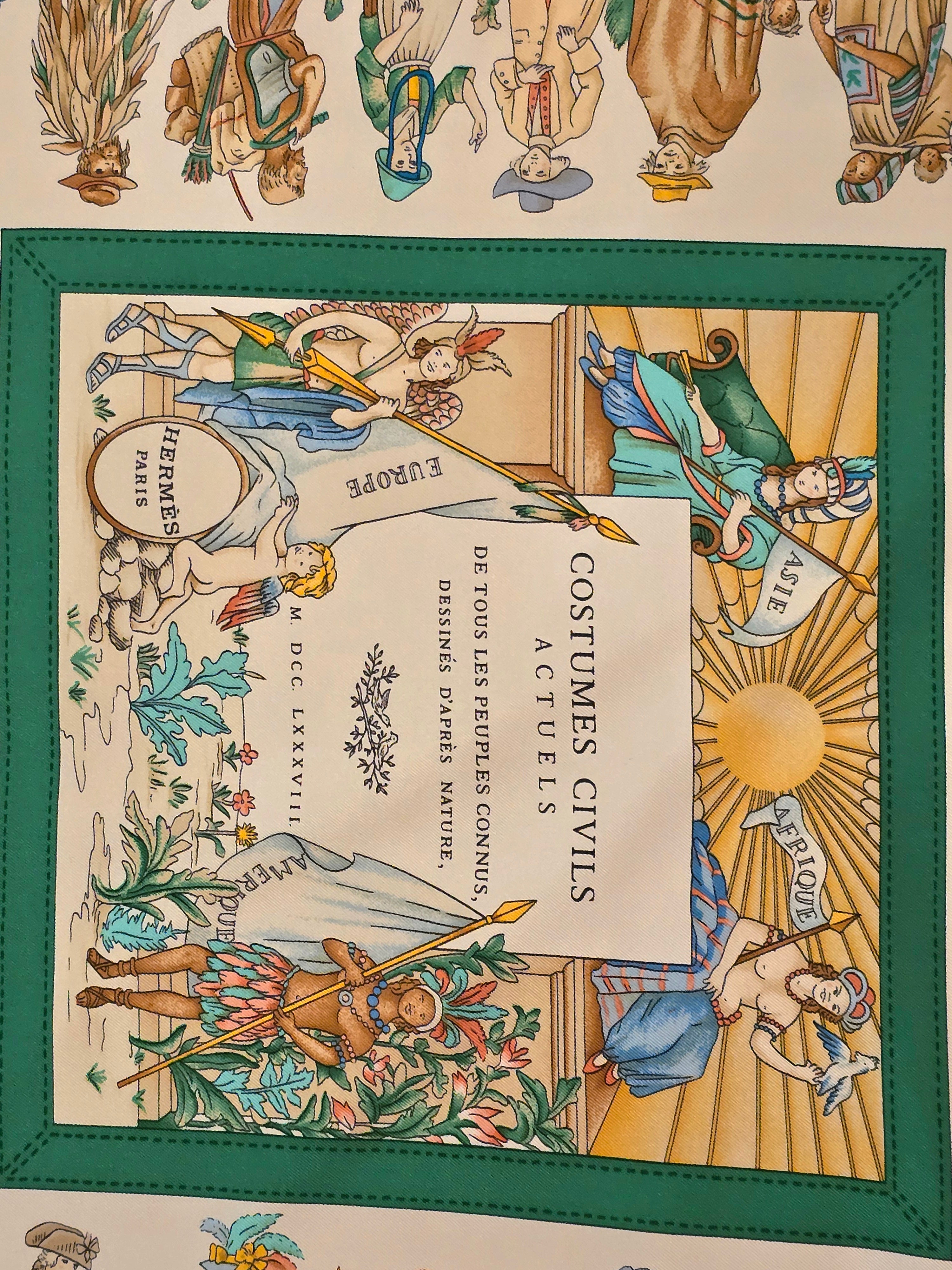 Hermès "costumes civils actuels" carré de soie