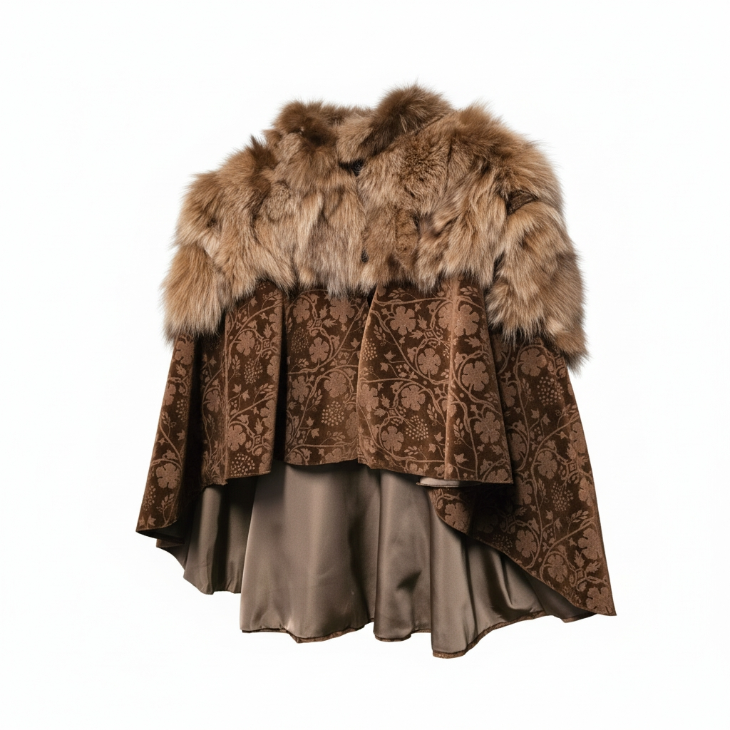 Anna Maria vintage fox fur and velvet cape size M-L pre-owned - L.F Lusso