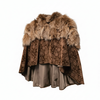 Anna Maria vintage fox fur and velvet cape size M-L pre-owned - L.F Lusso