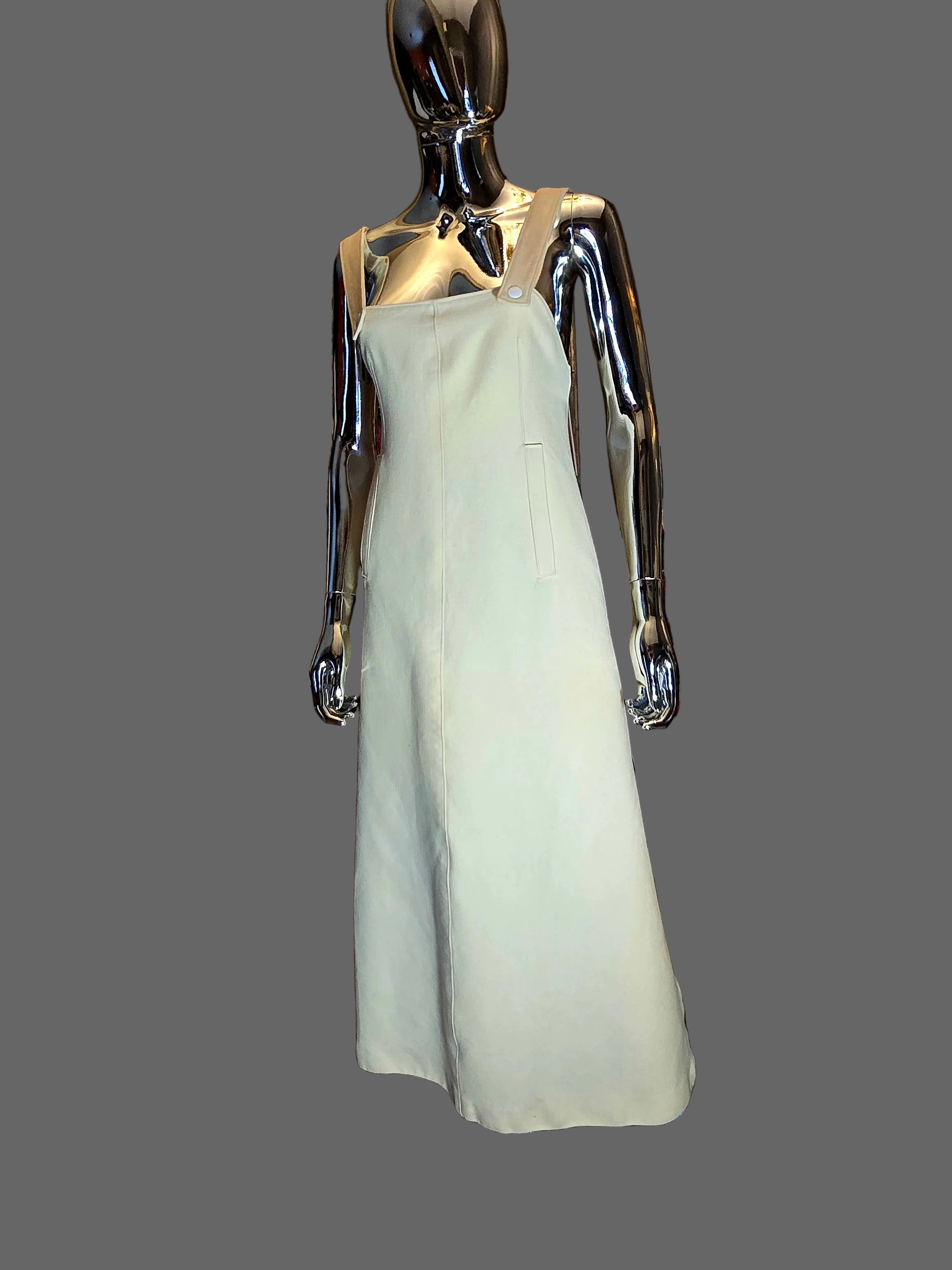 Courrèges — Robe Longue Vintage Années 70 Beige T38