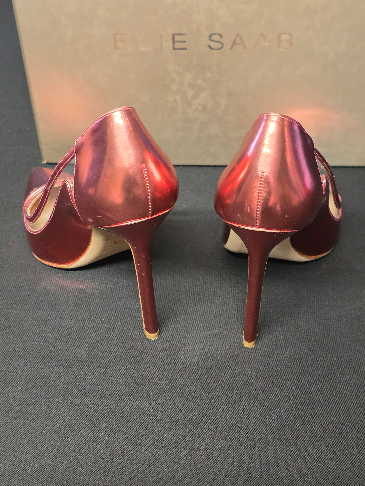 Elie Saab Escarpins Cuir Rose Brillant & Vinyle T39