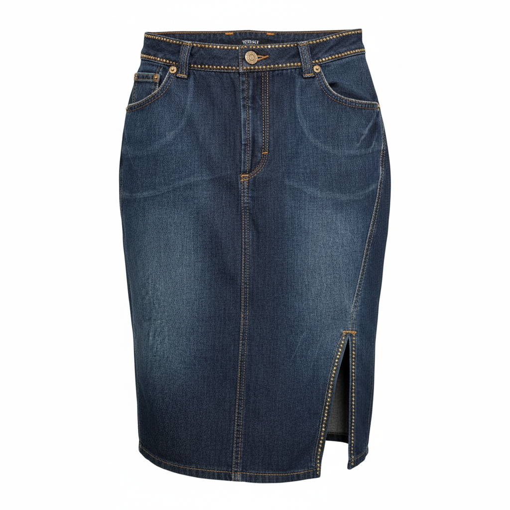 Versace jeans couture rhinestone denim skirt size38 pre-owned -
 L.F Lusso