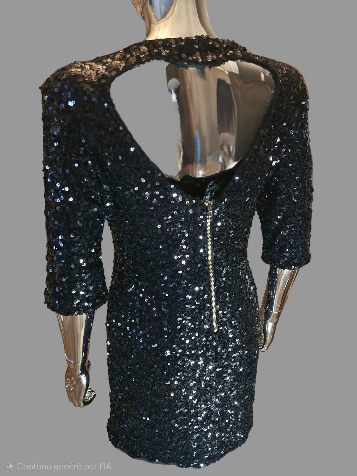 Dolce & Gabbana Robe de Soirée Sequins Noirs T38