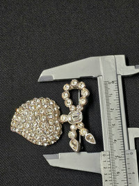 Yves Saint Laurent Broche Cœur & Nœud Argentée Cristal Années 2000