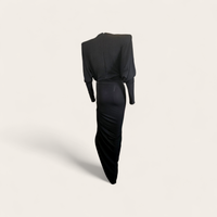Alexandre Vauthier new black draped asymmetric long dress size 38