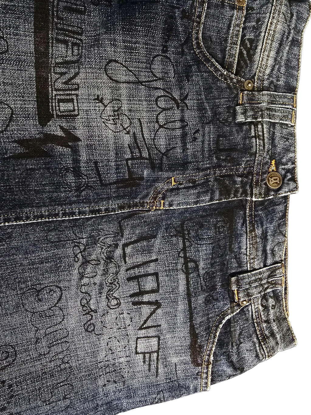 John Galliano Jupe Denim Graffitis T40