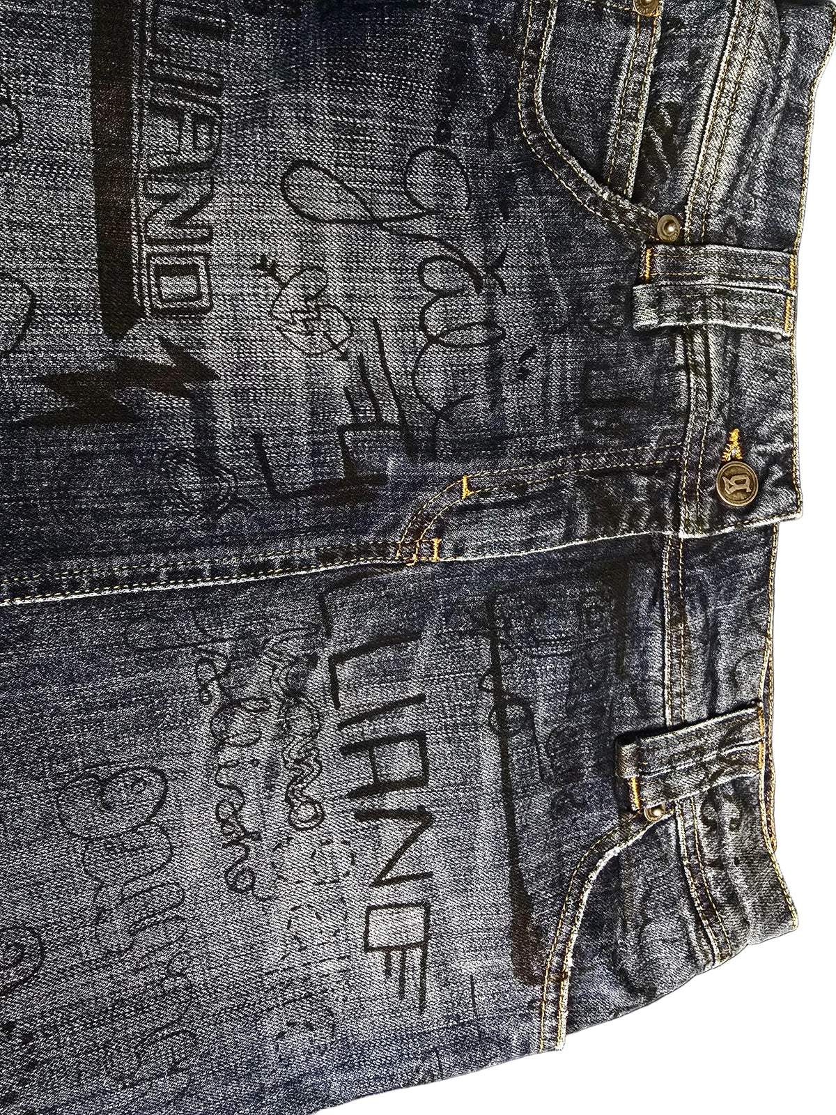 John Galliano Jupe Denim Graffitis T40