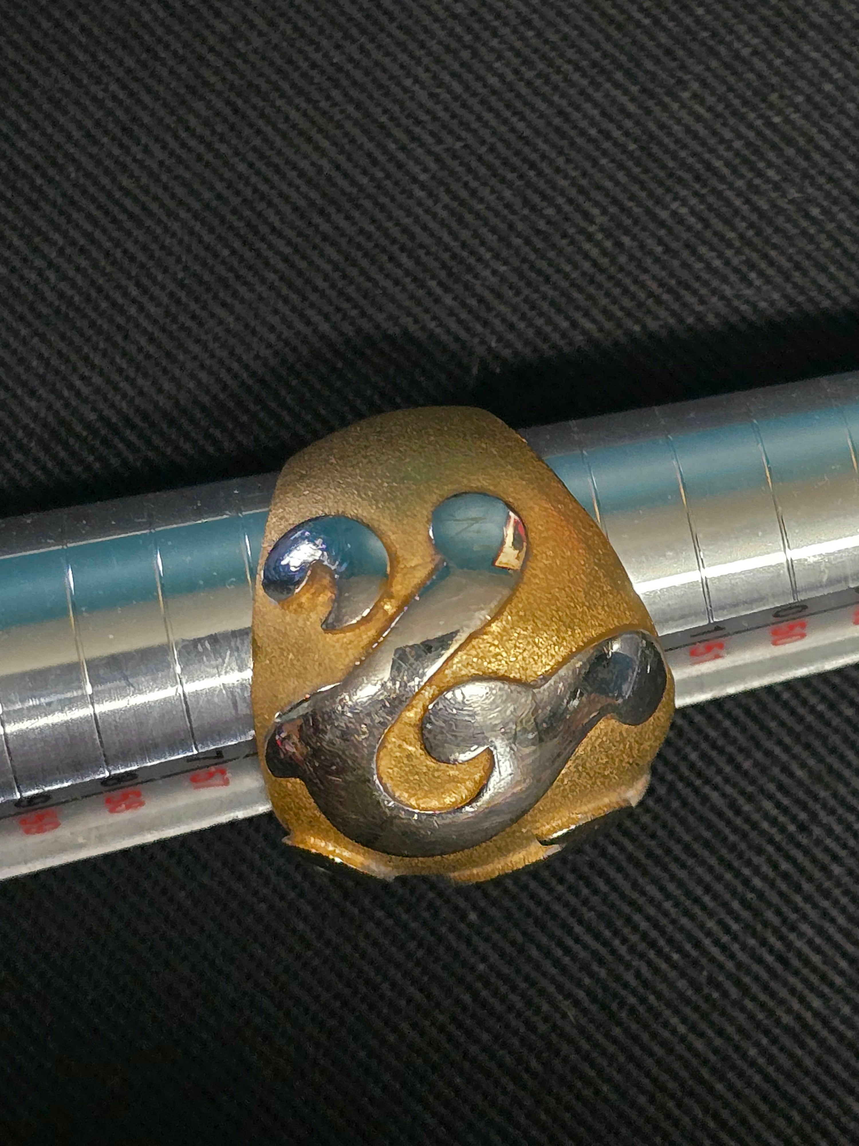 Yves Saint Laurent Bague Imposante Dorée & Argentée Années 2000 T53