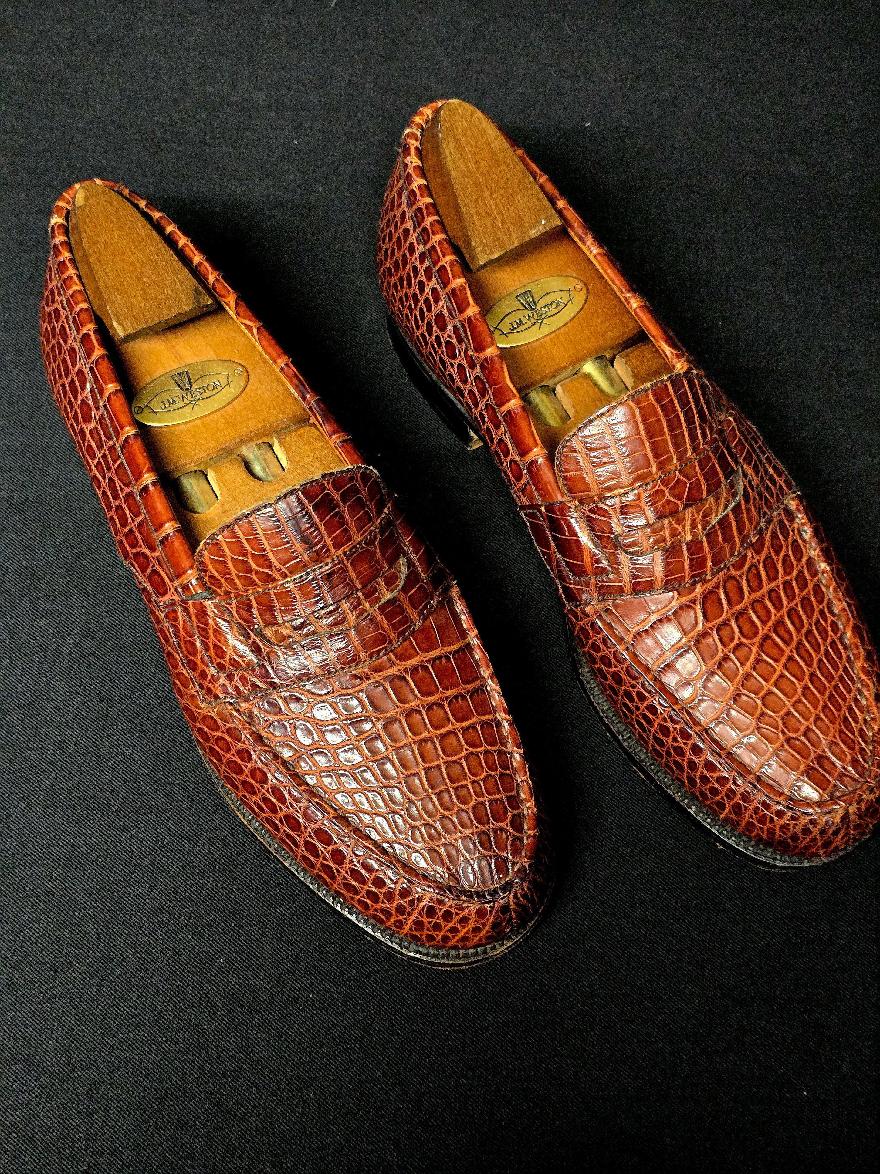 J.M.Weston mocassins en croco