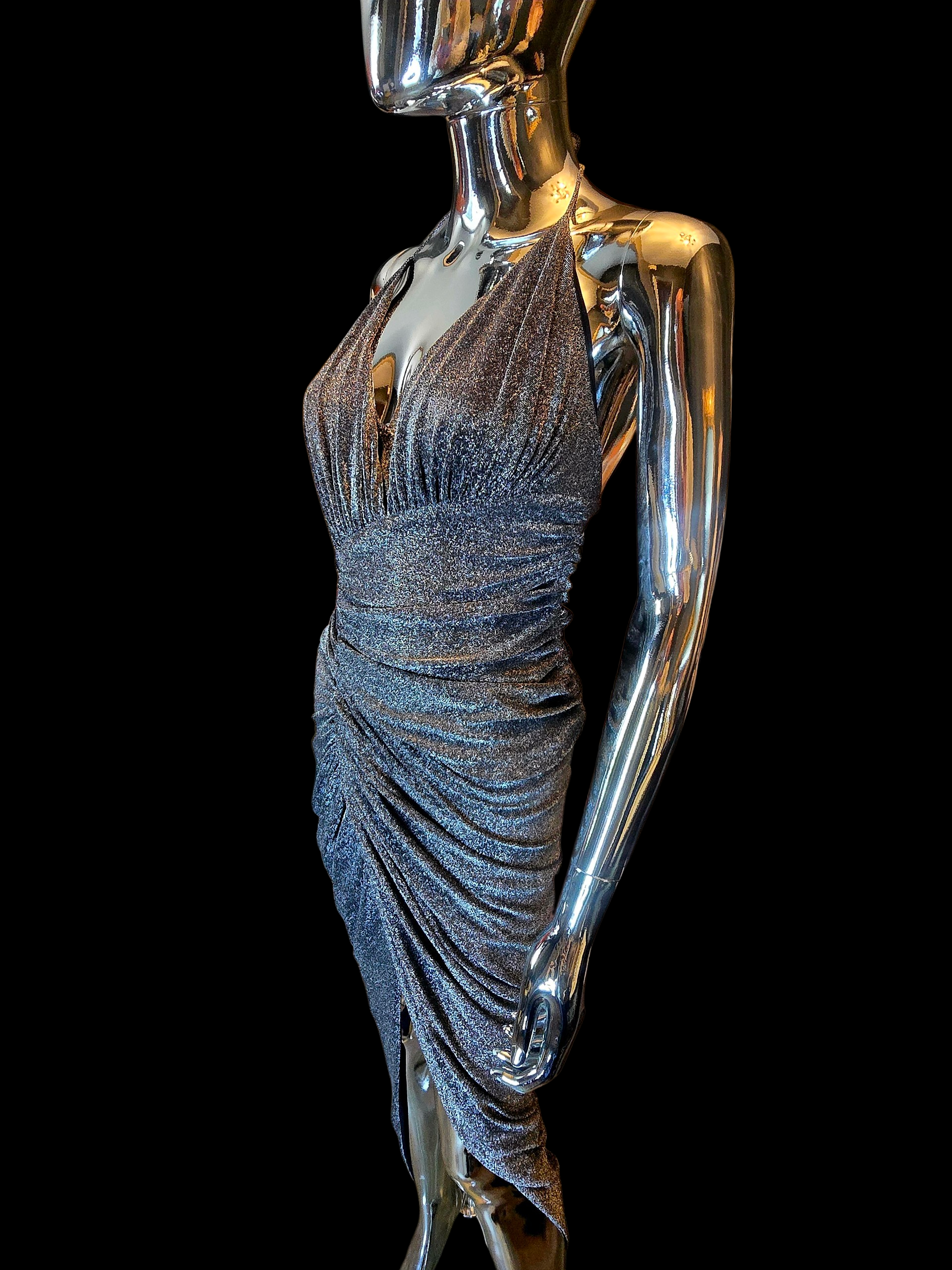 Alexandre Vauthier robe longue argentée T38 neuve - L.F Lusso