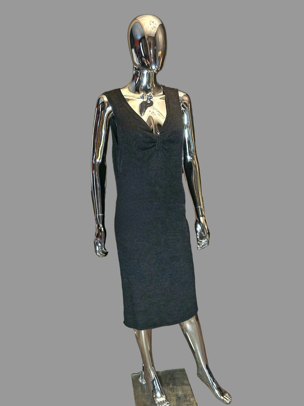 Dolce & Gabbana Robe Longue Grise en Laine T40