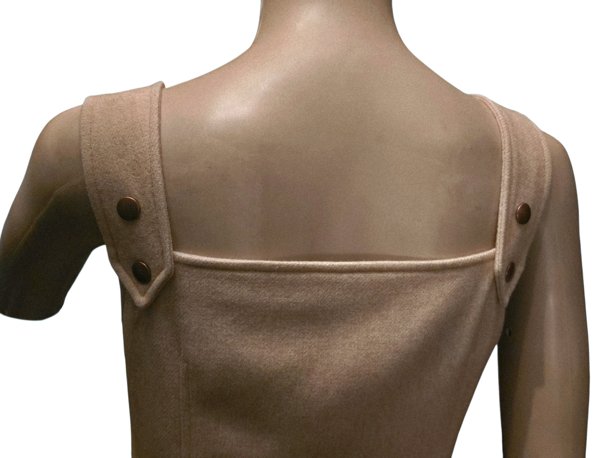 Courrèges Hyperbole Robe Laine Beige Années 70 T38