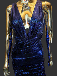 Alexandre Vauthier — Mini Robe Disco Sequins Bleu Électrique T38