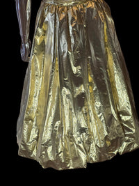 Bernshaw Robe de Soirée Luréx Doré Bustier Plissé T38