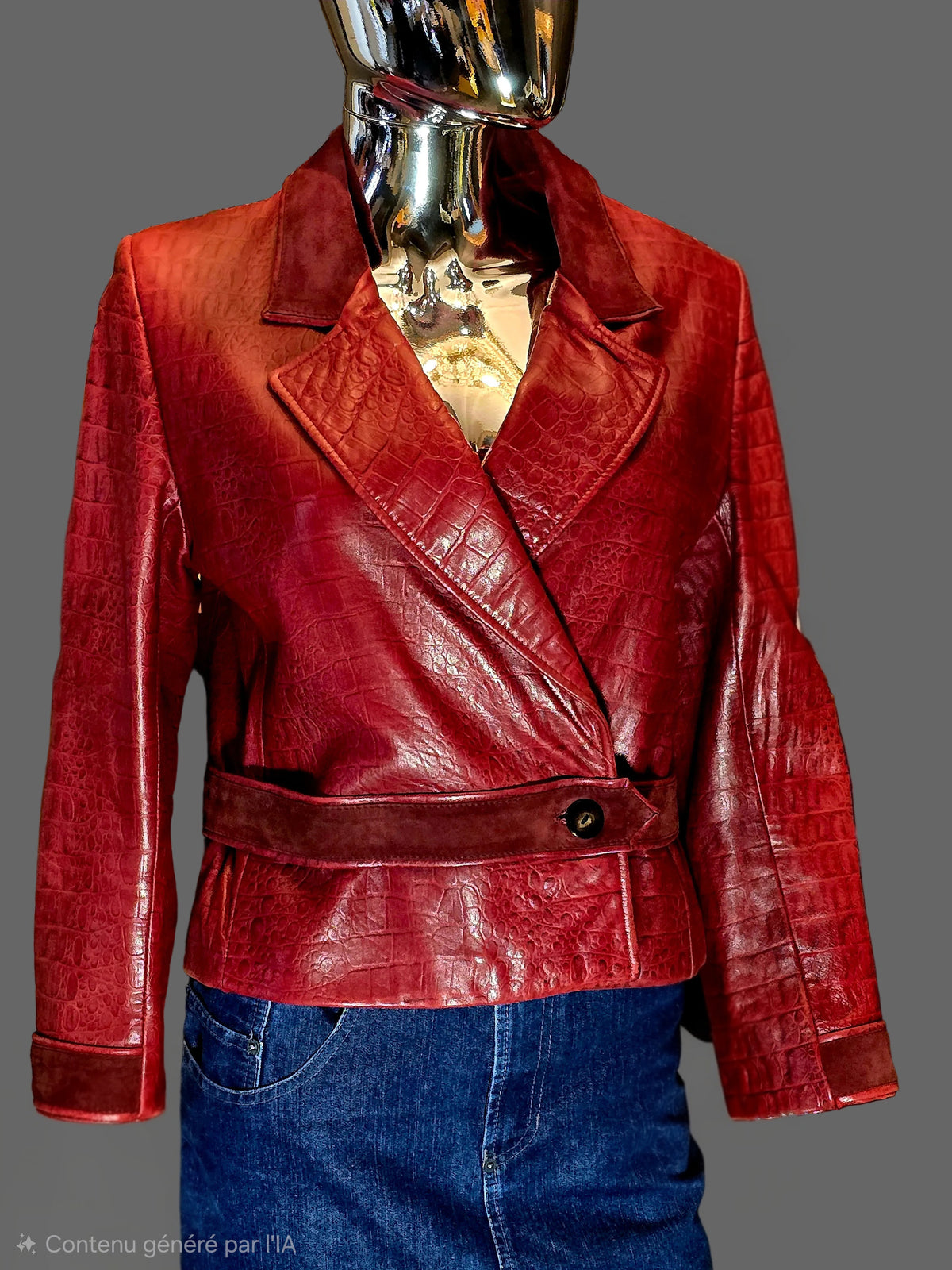 Blouson en cuir façon crocodile Valentino - L.F Lusso