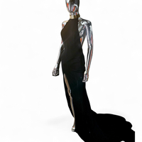 Alexandre Vauthier robe longue noire bijoux coup or et strass - L.F Lusso
