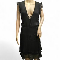 Valentino – Robe en Crêpe de Soie Noire – Décolleté Plongeant – T36/38