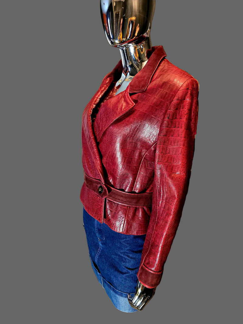 Valentino blouson cuir croco rouge - L.F Lusso