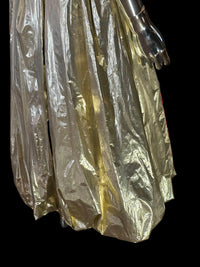 Bernshaw Robe de Soirée Luréx Doré Bustier Plissé T38