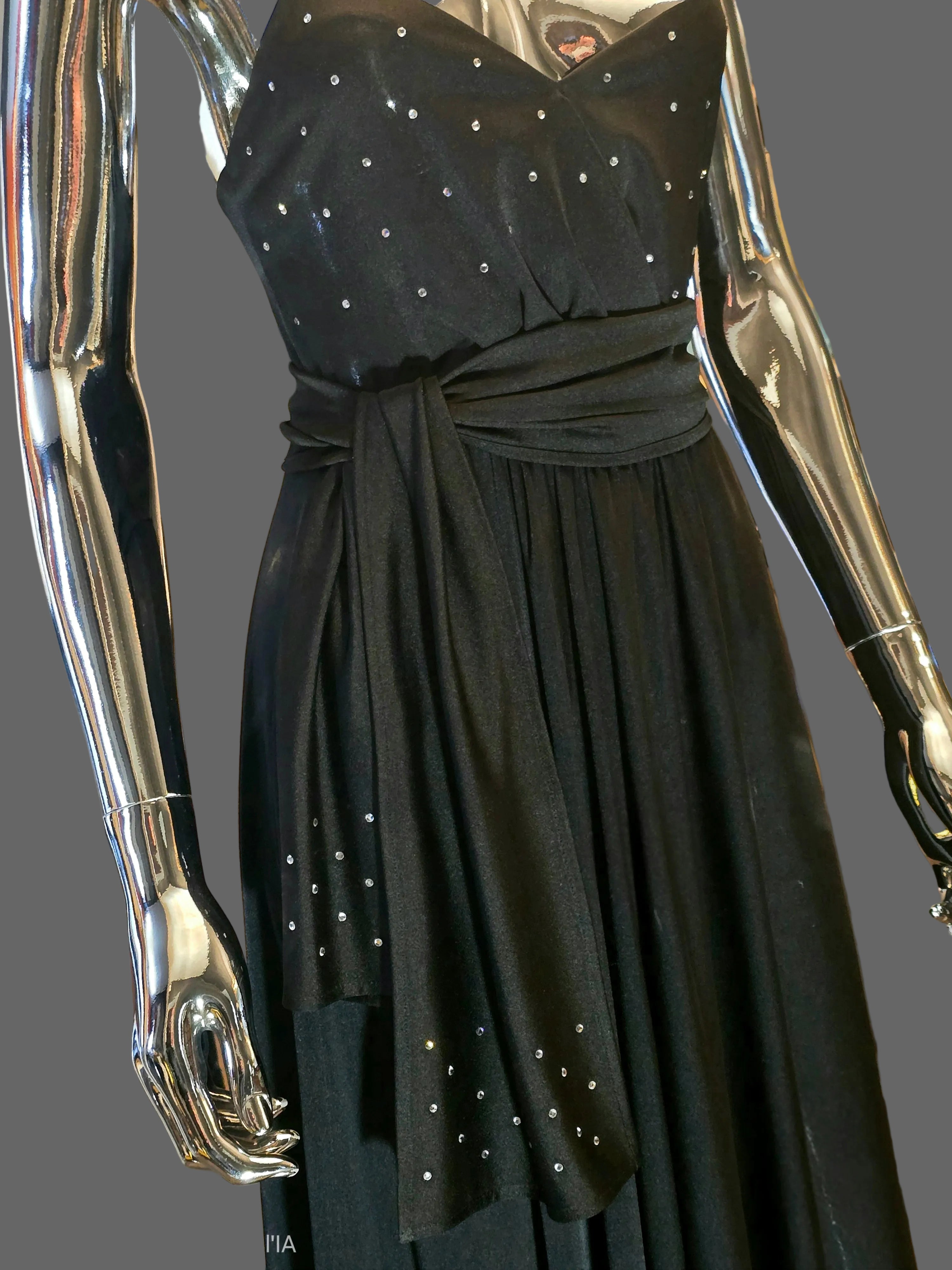 Pierre Balmain Robe de Soirée Bustier Strass Plissée T38