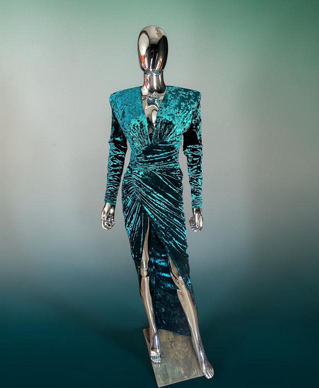 alexandre vauthier green dress Velvet Long T36 Cut Out New all white party