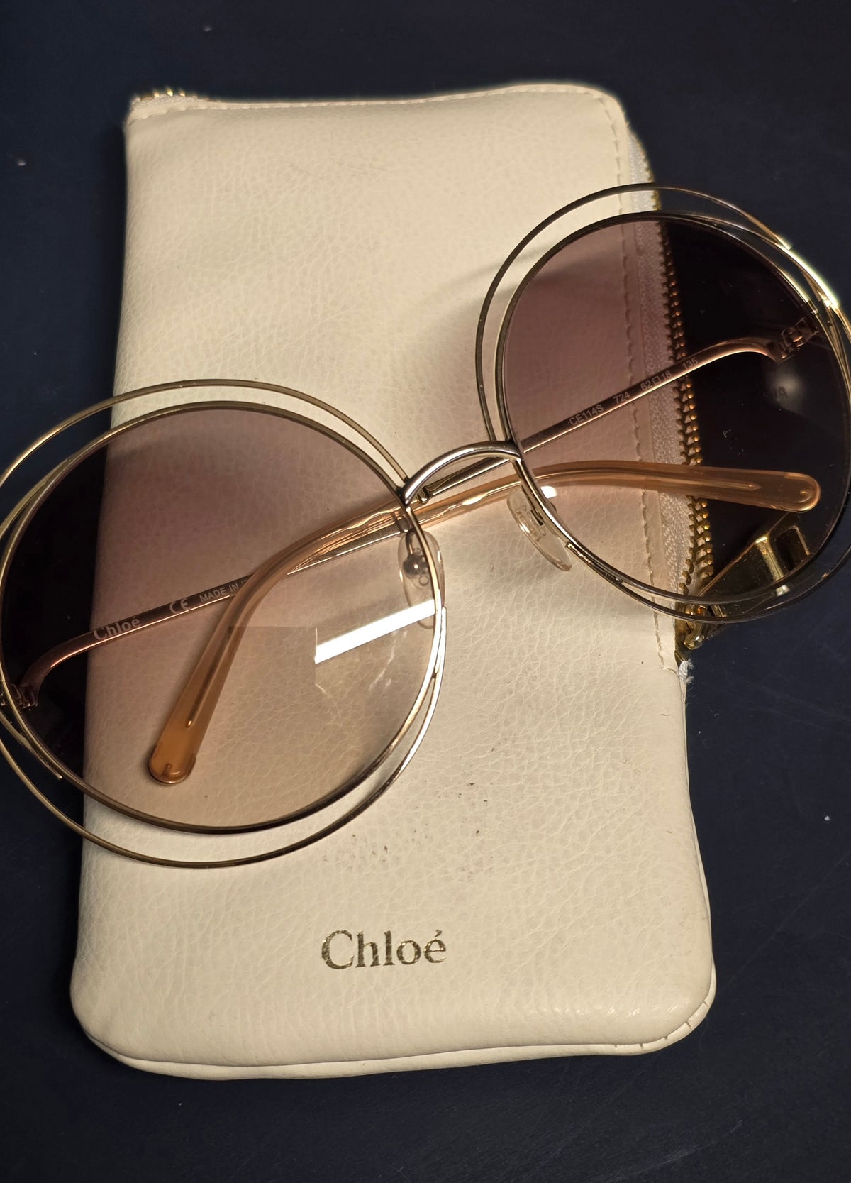 Chloé – Gold Frame & Brown Lens Sunglasses – Never Worn
