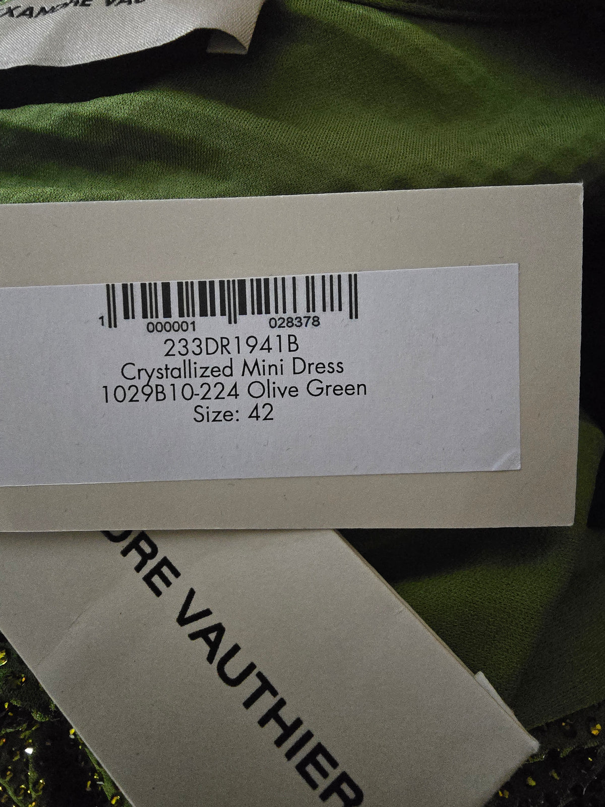 Crystallized mini ress olive green size 42 Alexandre Vauthier - L.F Lusso