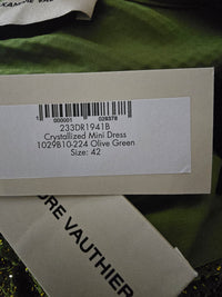 Crystallized mini ress olive green size 42 Alexandre Vauthier - L.F Lusso