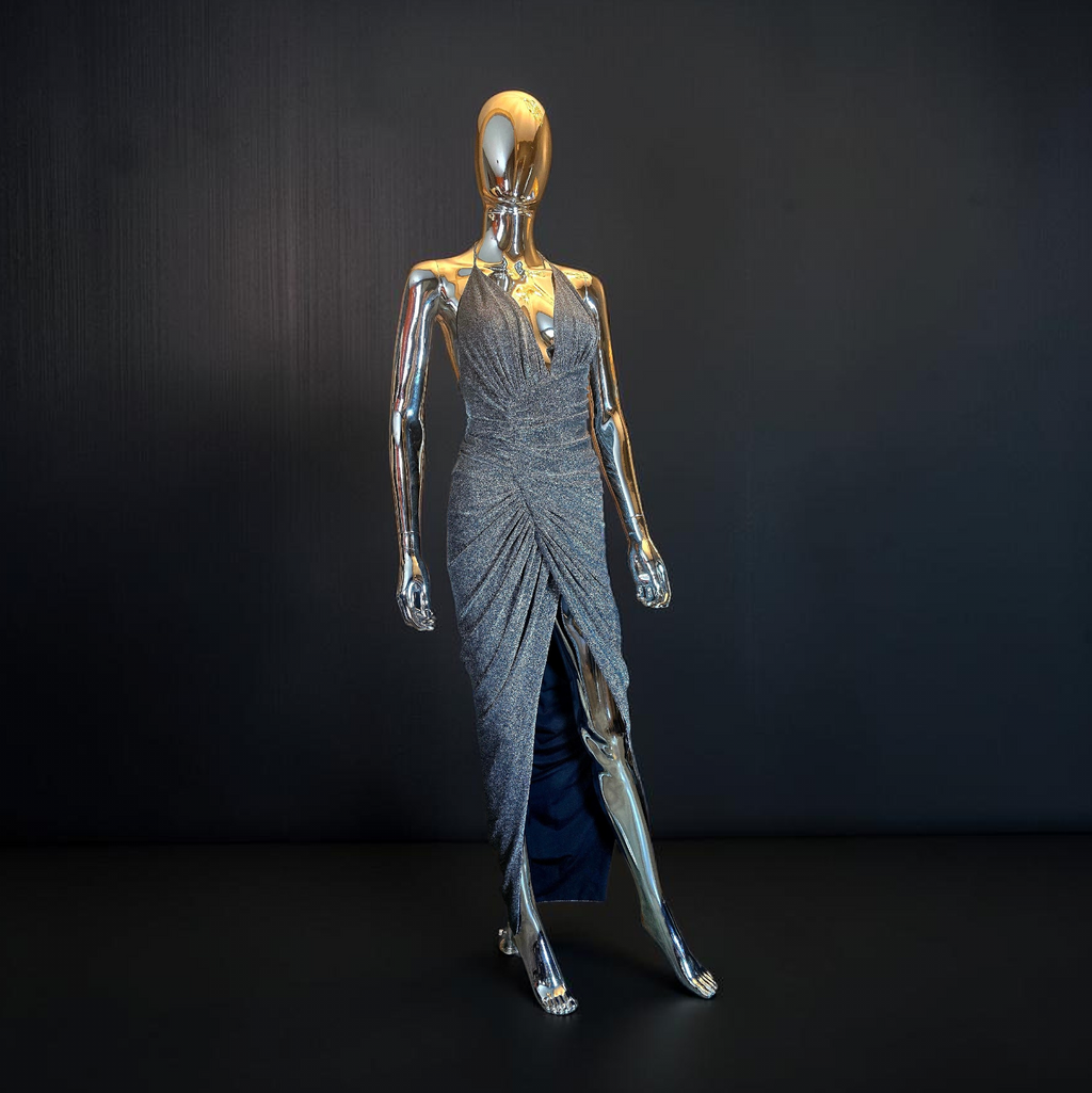 Alexandre Vauthier robe longue argentée T38 neuve - L.F Lusso