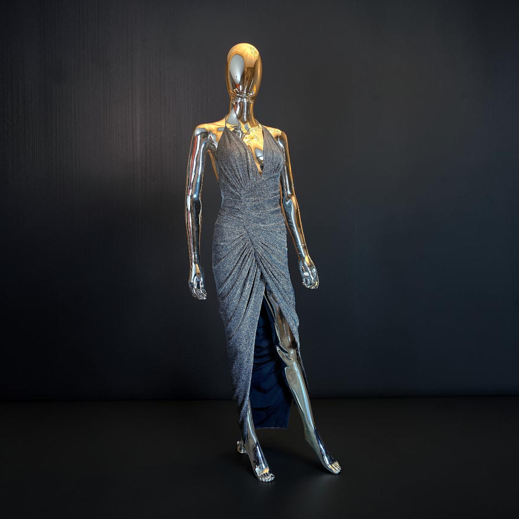 Alexandre Vauthier robe longue argentée T38 neuve - L.F Lusso