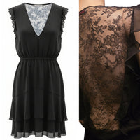 Valentno black silk crepe dress size 38 pre-owned - L.F Lusso