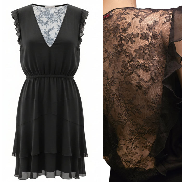 Valentno black silk crepe dress size 38 pre-owned - L.F Lusso