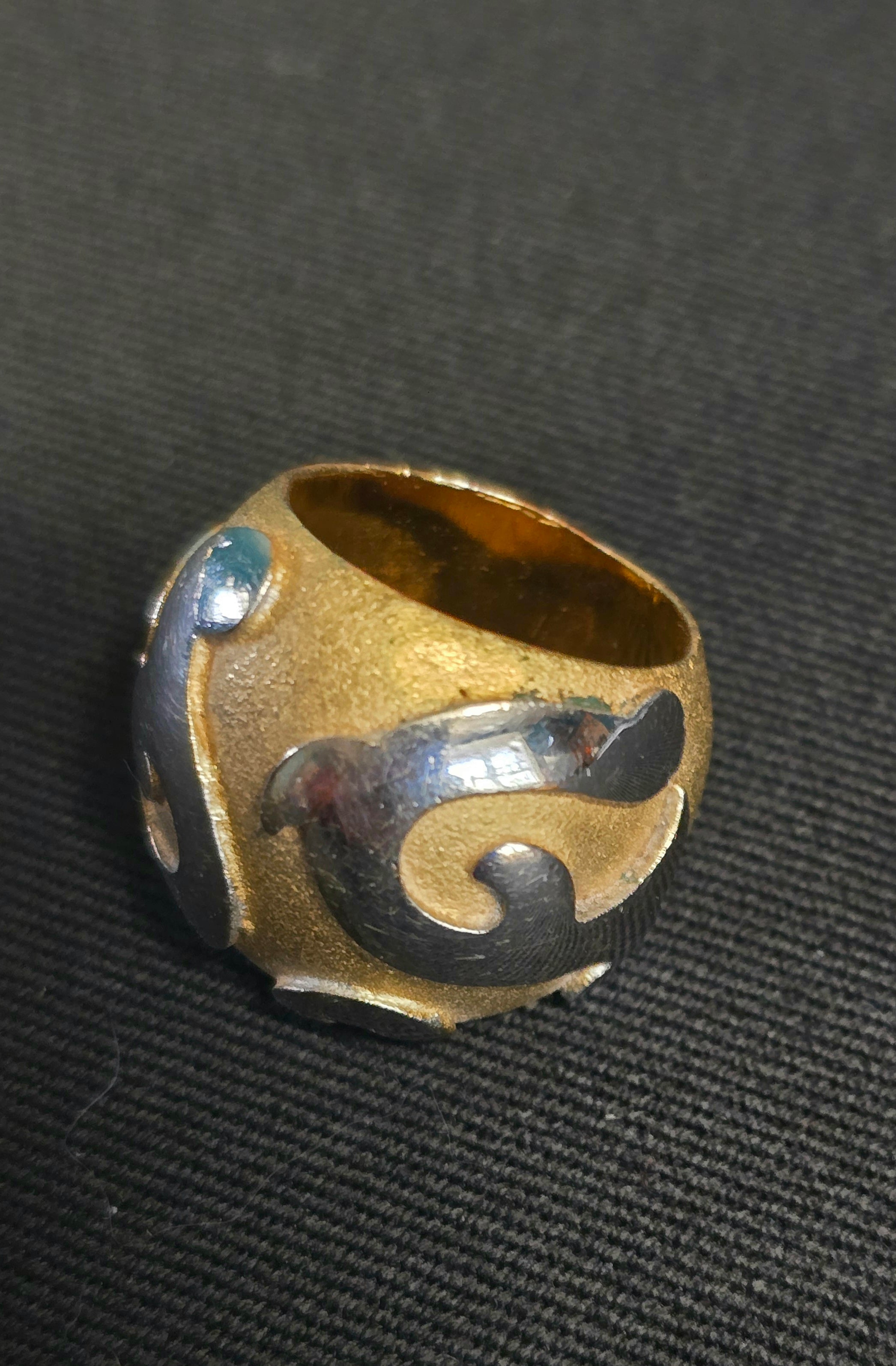 YSL bague dorée et argent Y2K