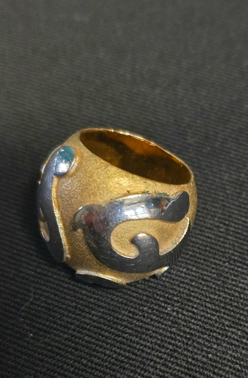 Yves Saint Laurent Statement Gold & Silver Ring 2000s Size 53