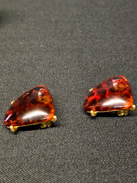 Yves Saint Laurent Parure Bracelet & Clips Oreilles Style Ambre Années 80