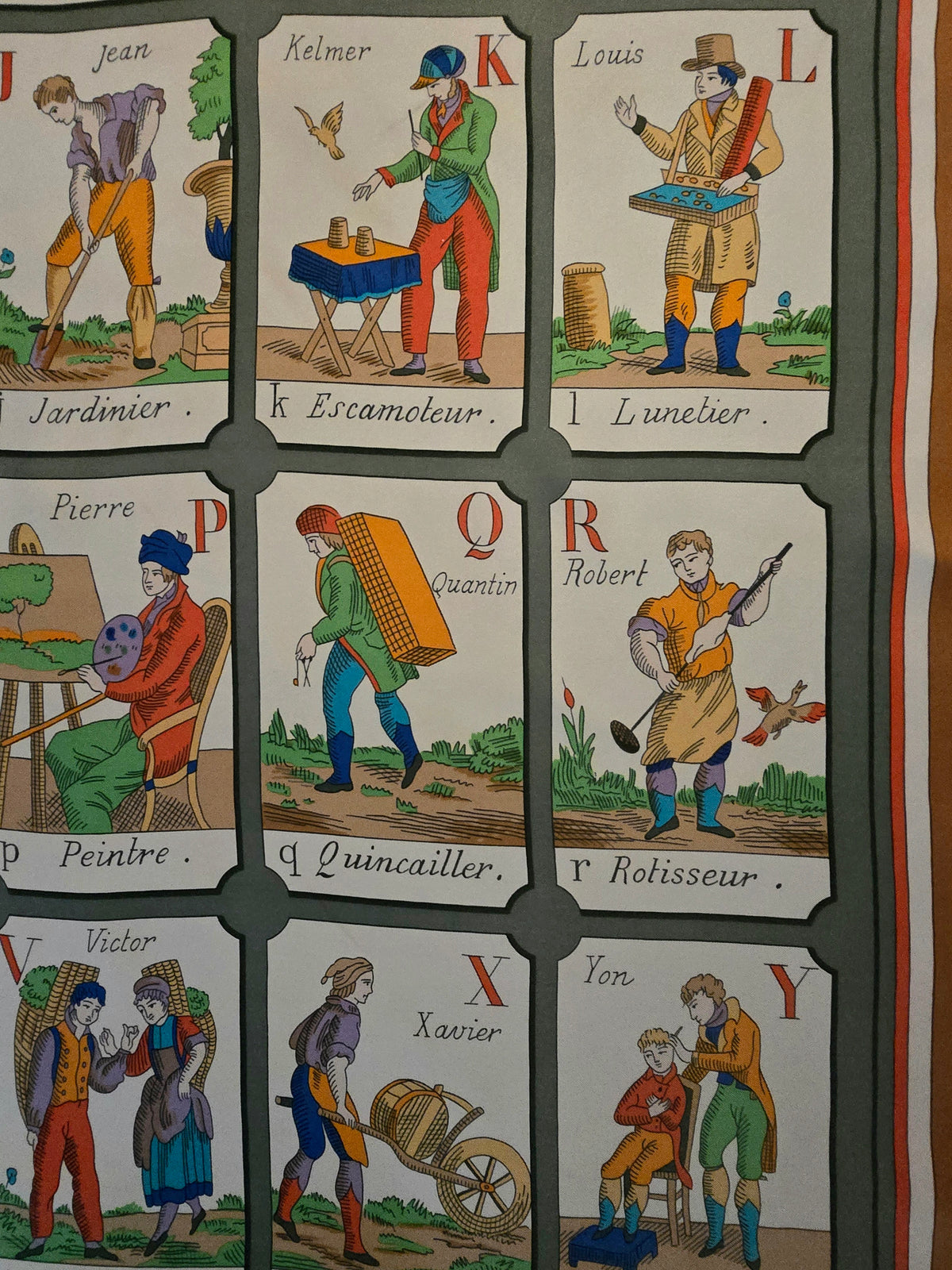 Hermès – Carré de Soie "L'Alphabet des Métiers" 90×90 cm