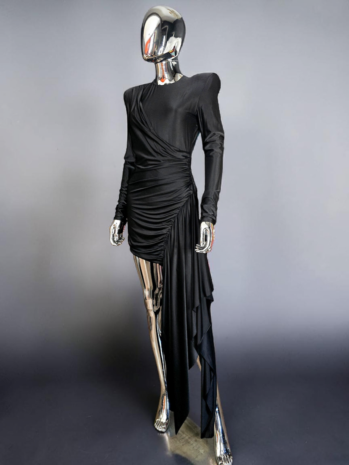 Alexandre Vauthier robe courte noire drapée T38 neuve - L.F Lusso