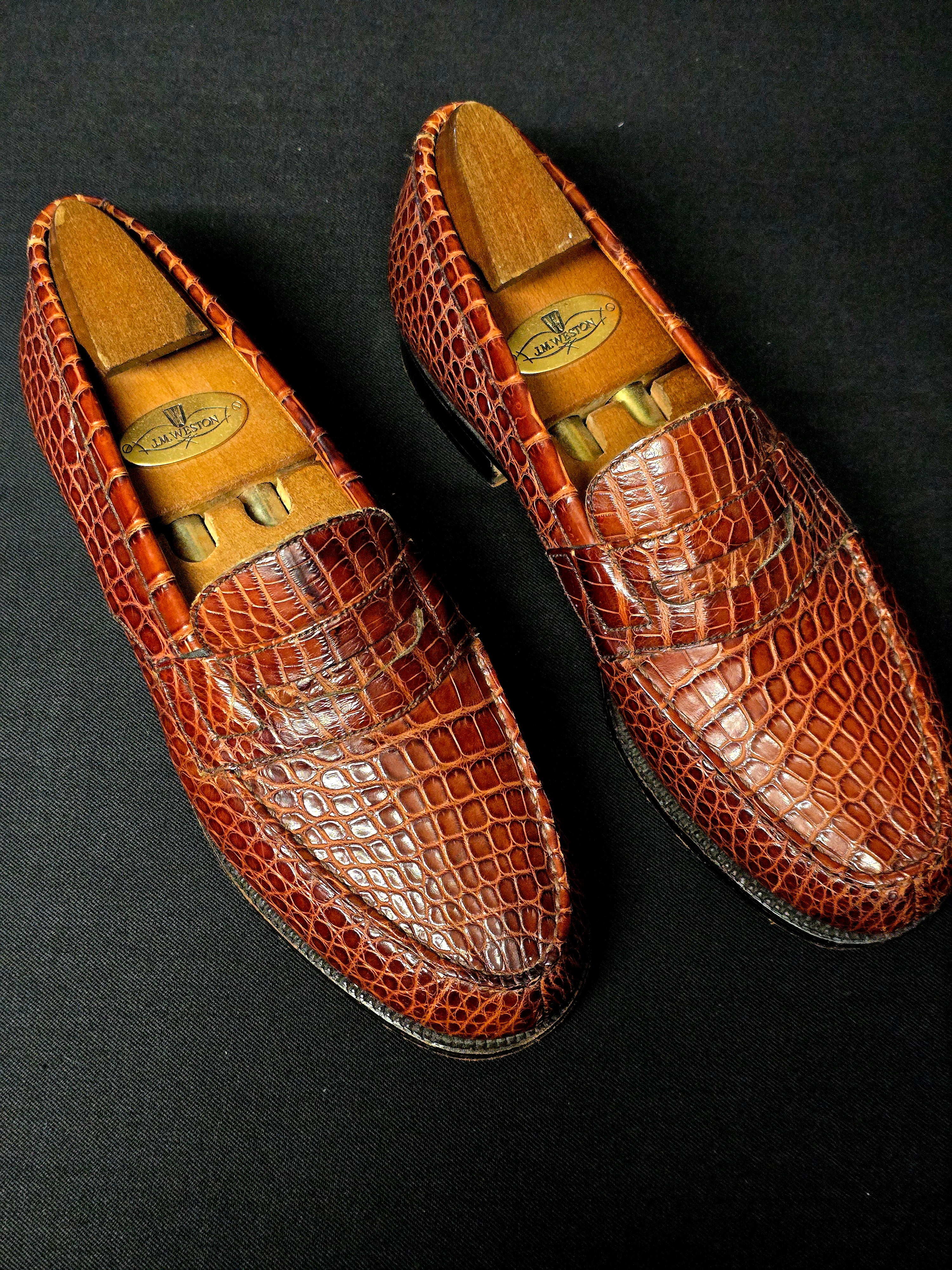 J.M.Weston mocassins en croco