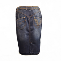 Versace Jeans Couture – Jupe Denim & Strass Dorés – Longueur Genou – T38