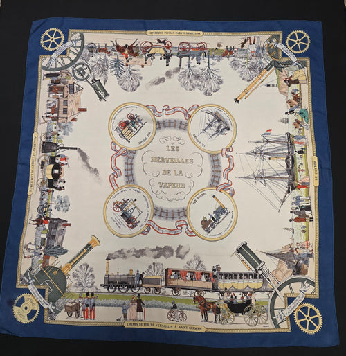 Hermès silk scarf les merveilles de la vapeur 1959 Philippe Ledoux 90*90cm collector - L.F Lusso