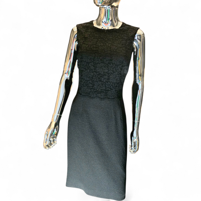Dolce & Gabbana Black Satin Lace Dress Size 38-40 - New