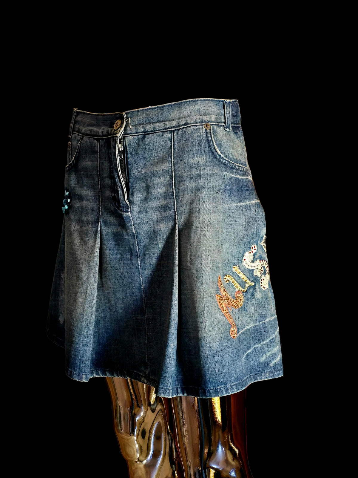 Jupe plissée en jean Versace - L.F Lusso