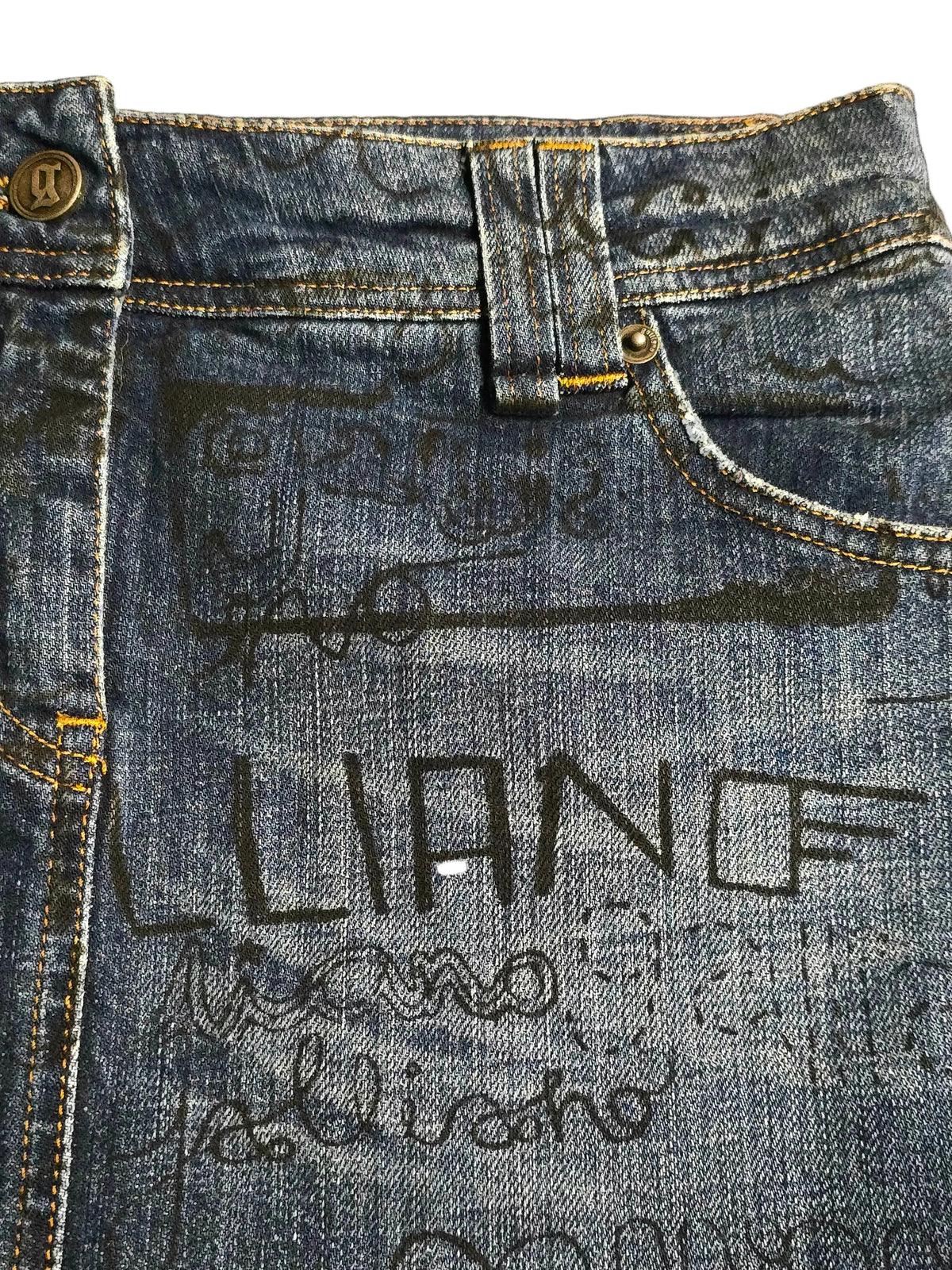 John Galliano Jupe Denim Graffitis T40