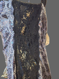 Loris Azzaro Robe Longue Sequins Reptile Dentelle Années 80 T40-42