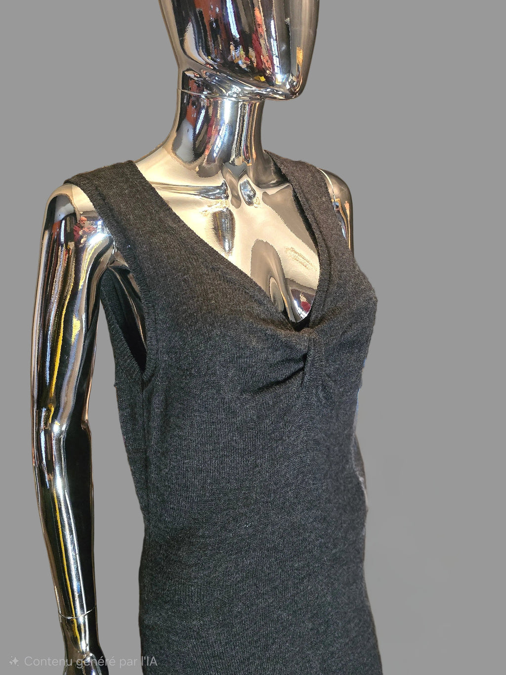 Dolce & Gabbana Robe Longue Grise en Laine T40